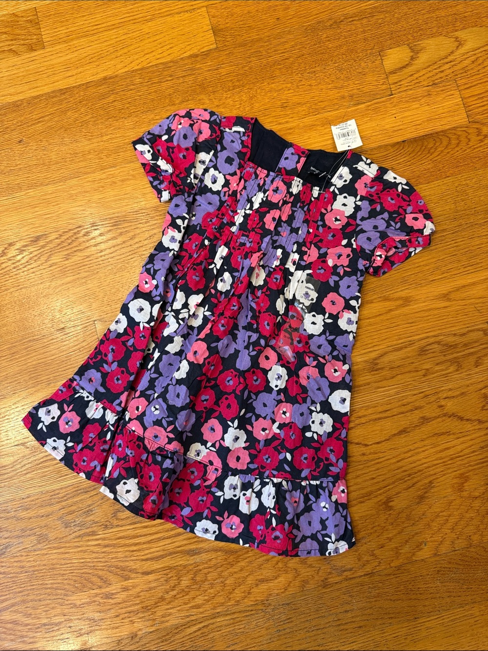 NWT GAP 12-18 mo Girls Navy Dress with Pink, Purple & White Floral Print